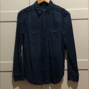 Express Dark Wash Denim Button Down Shirt M